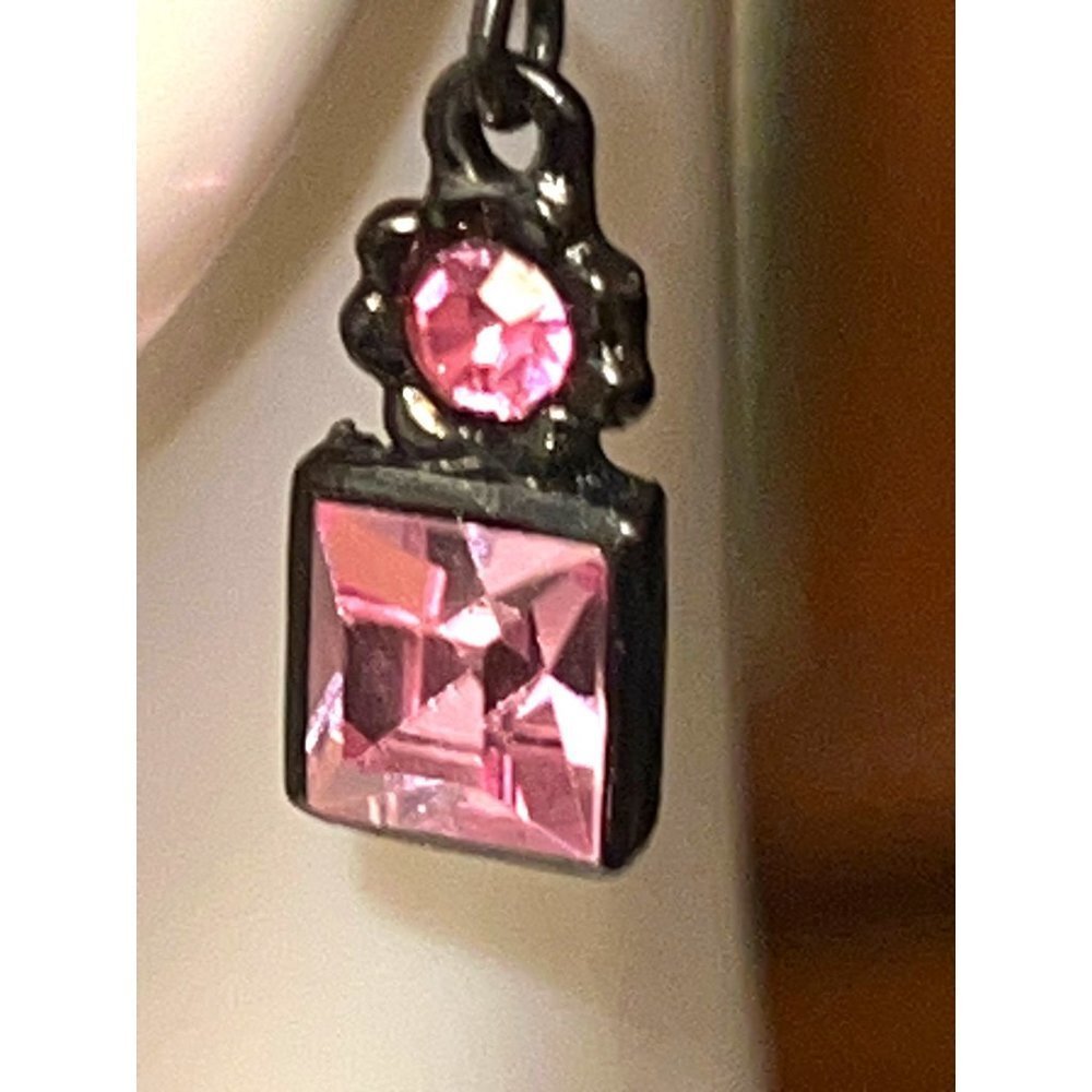 Pink & Black Metal & Crystal Earrings